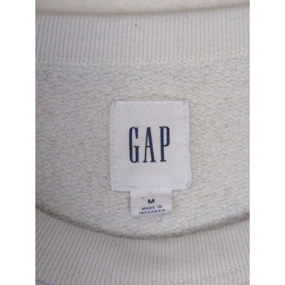 Gap Sweatshirt Mens M White Blue Spell Out Retro Preppy Beachy Pullover - Picture 5 of 8
